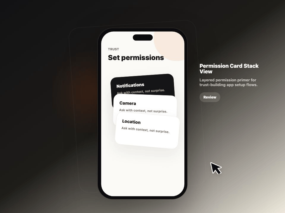 Permission Card Stack View animated demo