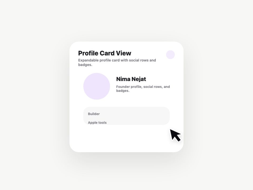 Profile Card View animated demo