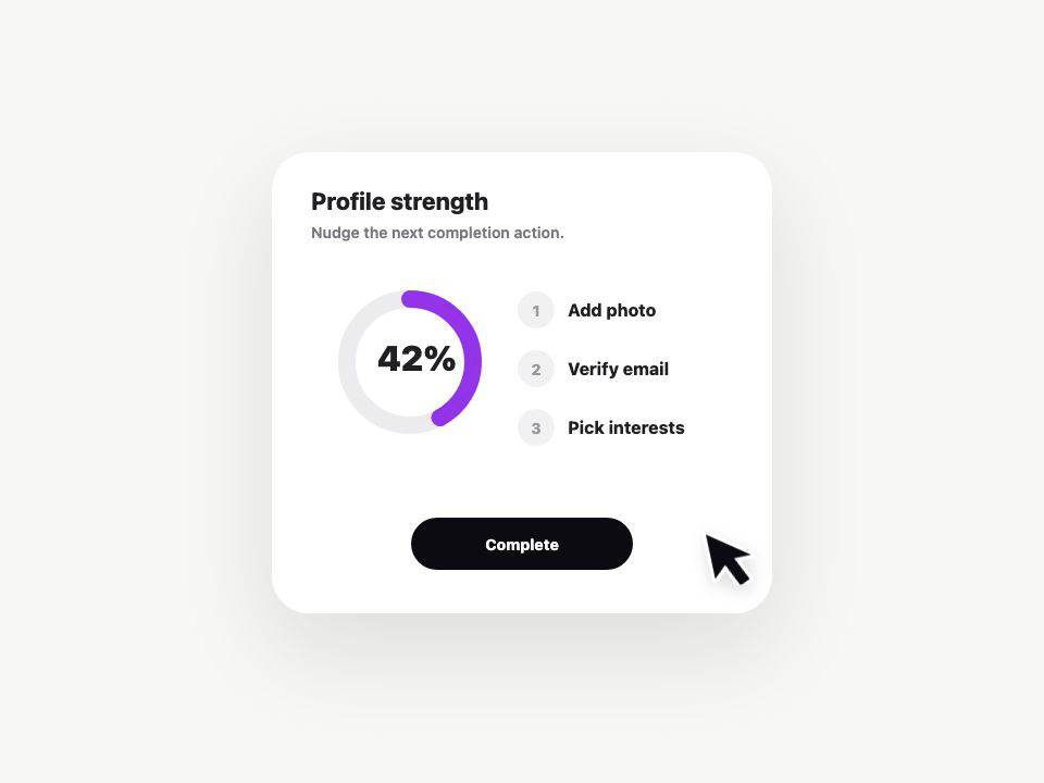 Profile Completion Card View animated demo