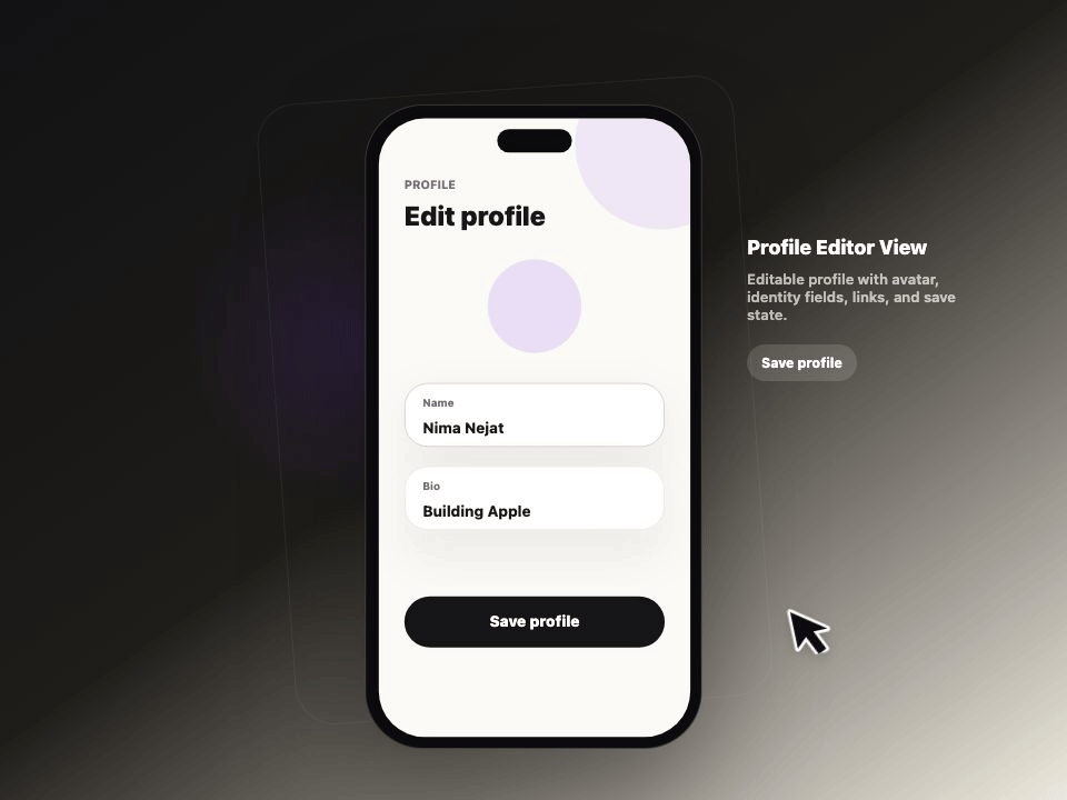 Profile Editor View animated demo