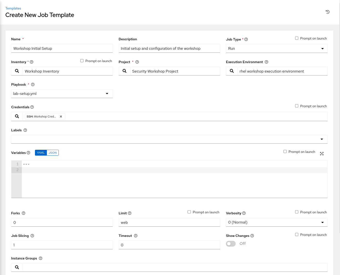 Create Job Template