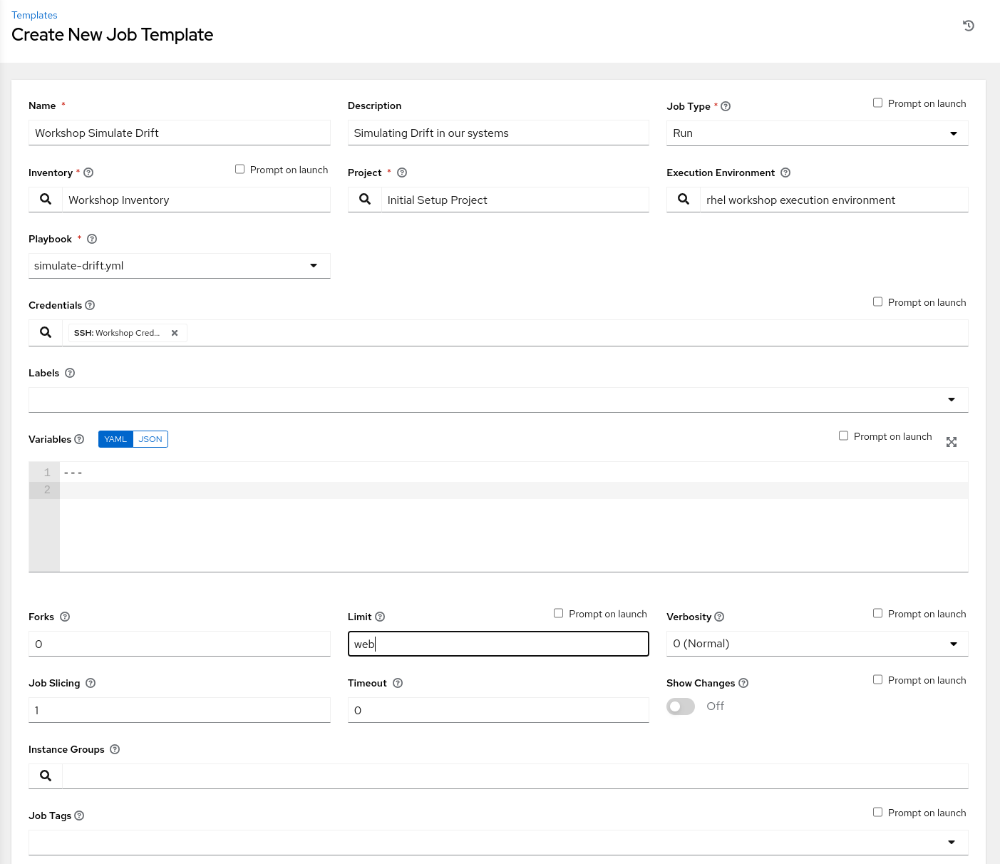 Create Job Template