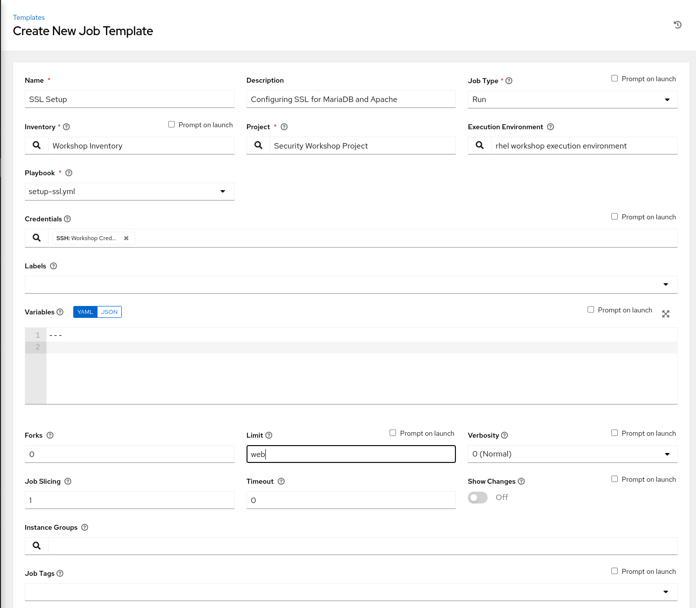 Create Job Template