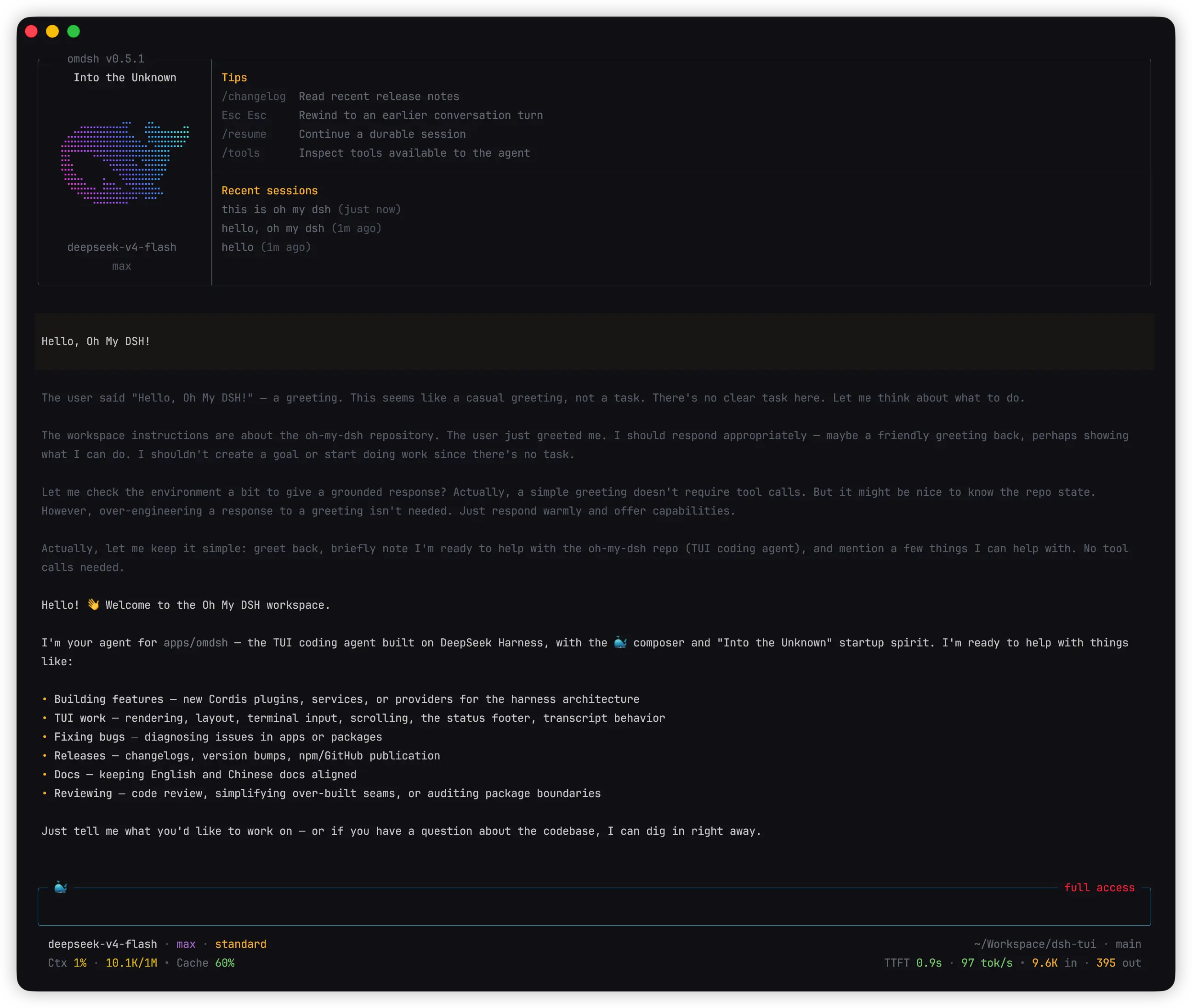 oh-my-dsh terminal interface