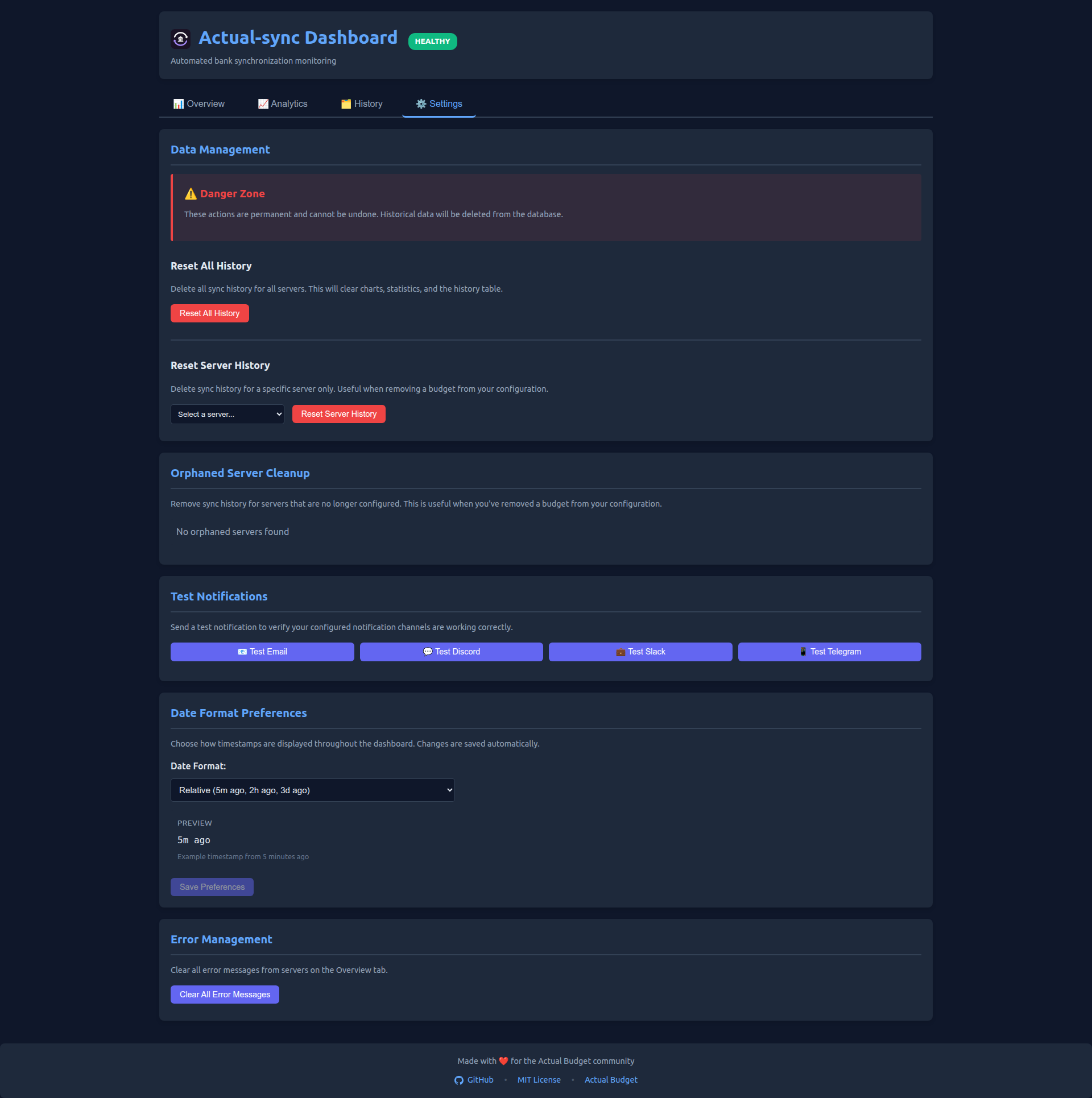Settings Tab
