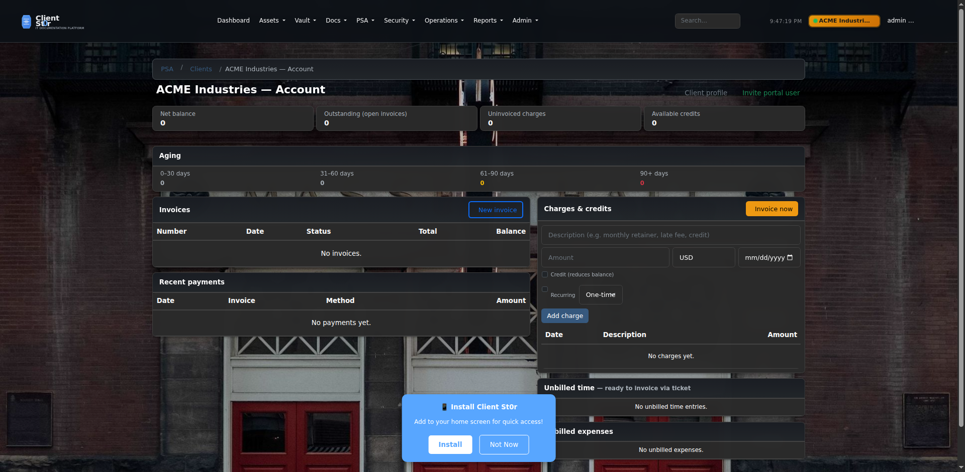 PSA — Client account