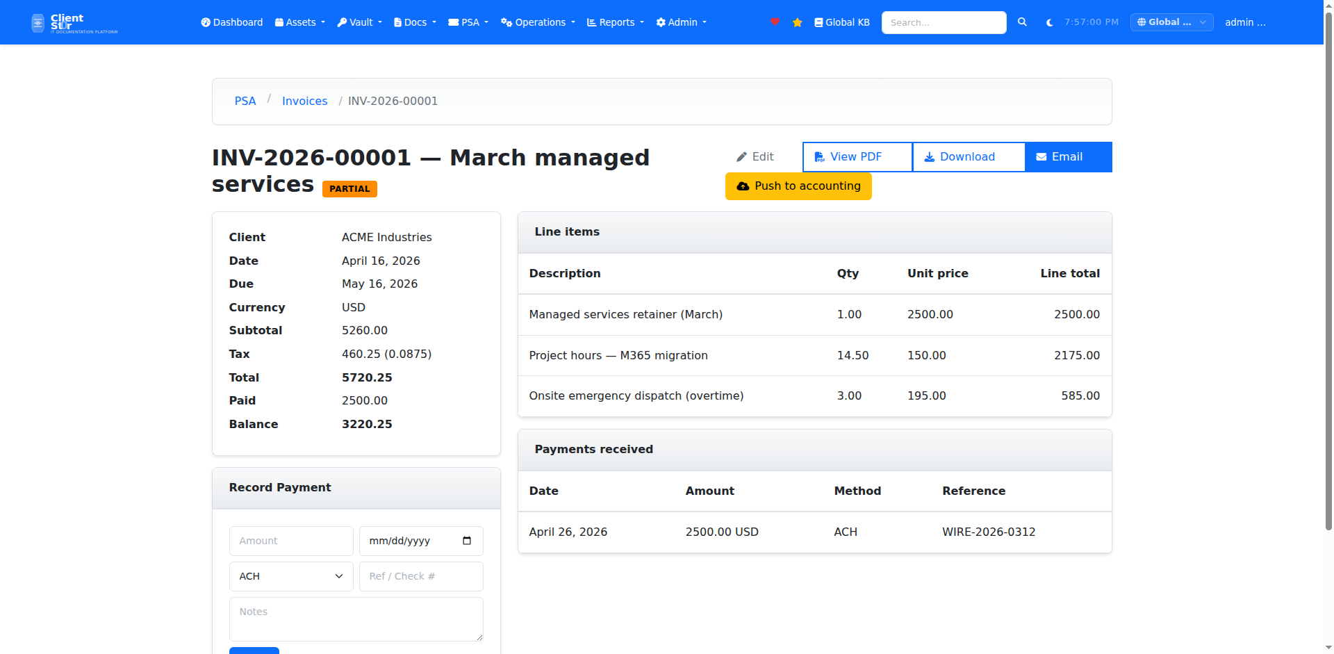 PSA — Invoice detail