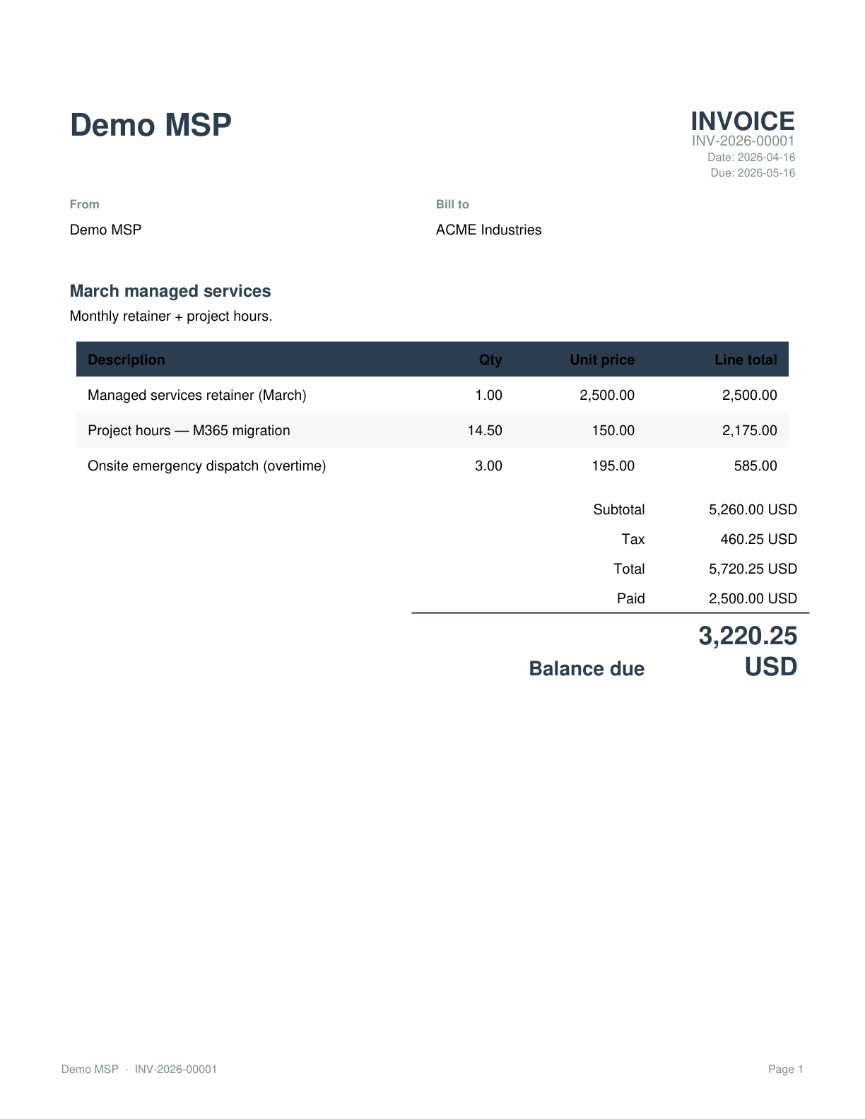 PSA — Invoice PDF