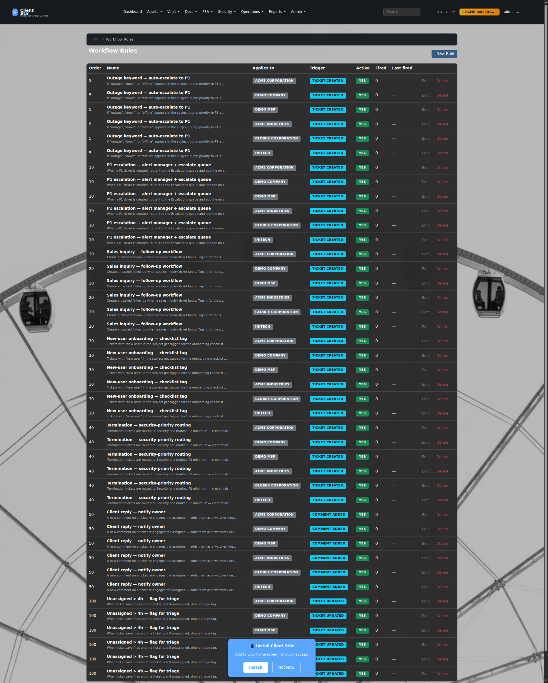 PSA — Workflow rules