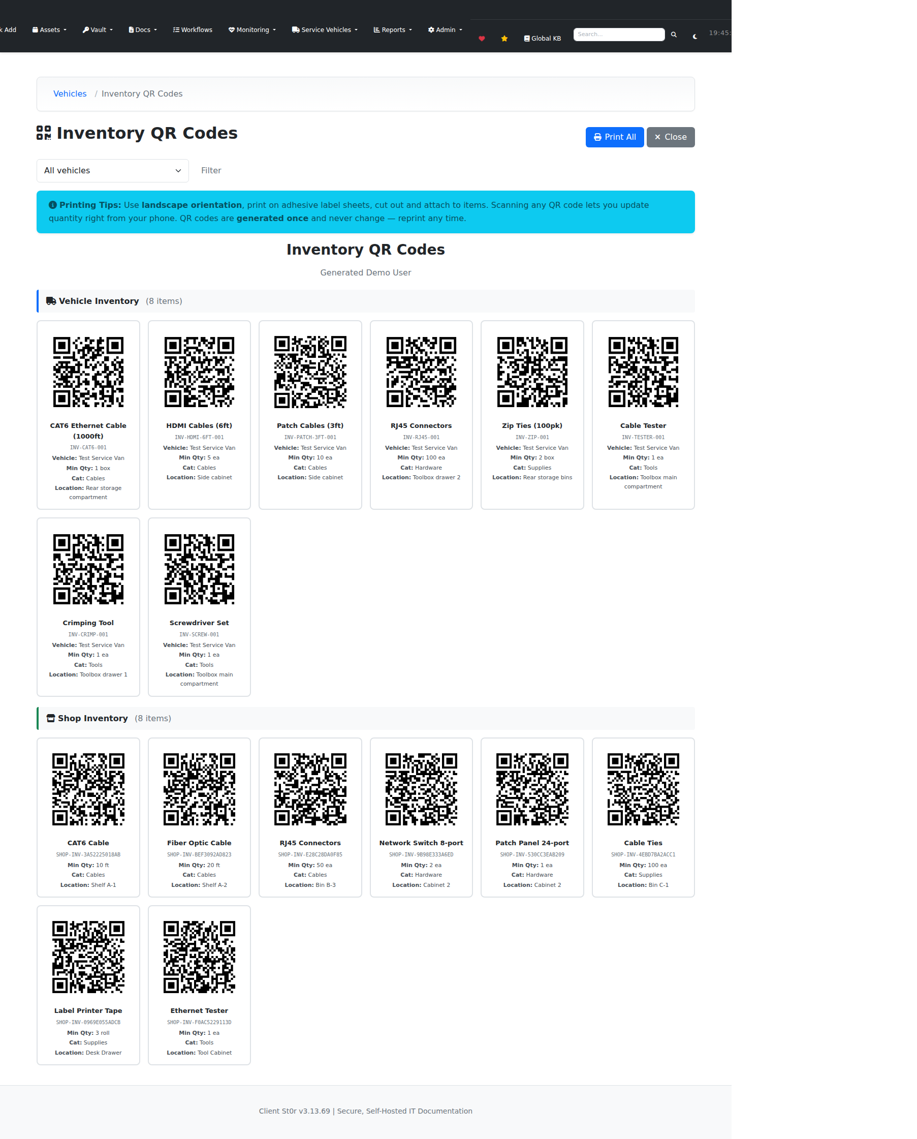 QR Code Print Sheet