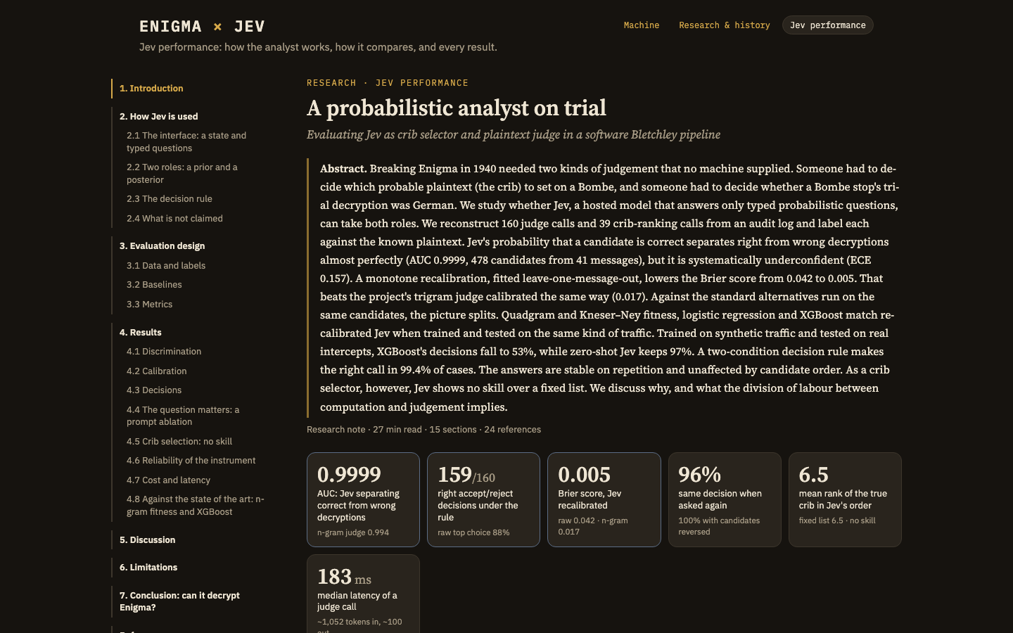 The Jev performance paper page