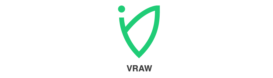 Vraw Logomark with text "vraw" under the symbol