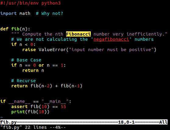 Example of Vim Eldar with Python