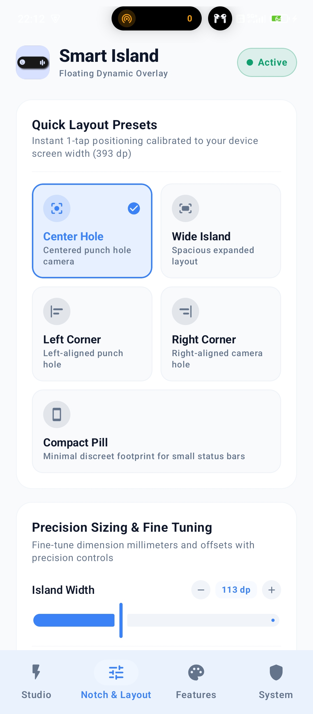 Notch & Layout Presets