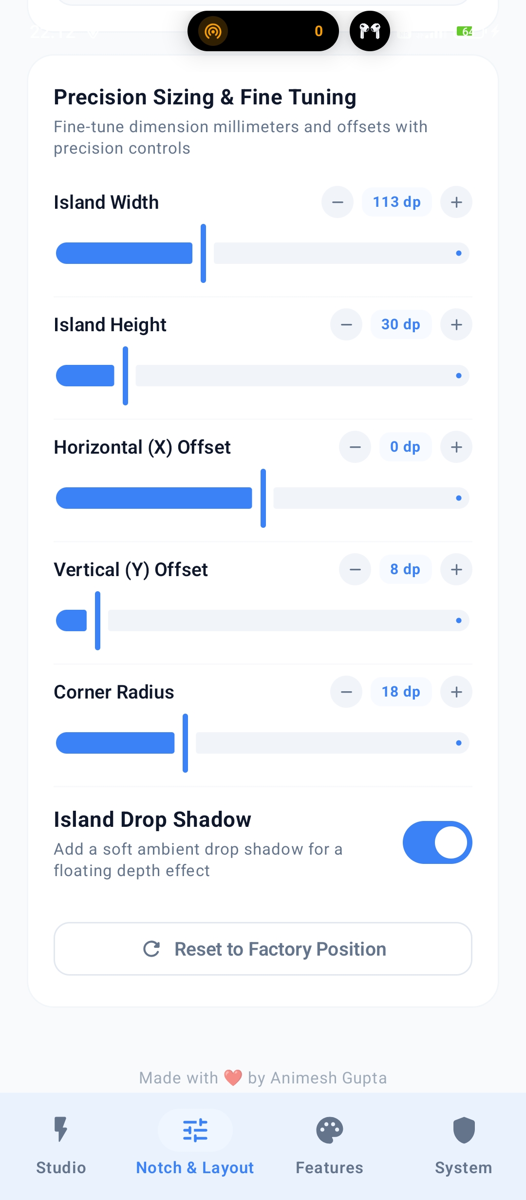 Precision Sizing & Drop Shadow