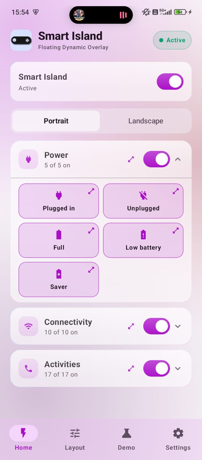 Home Screen & Per-Event Controls