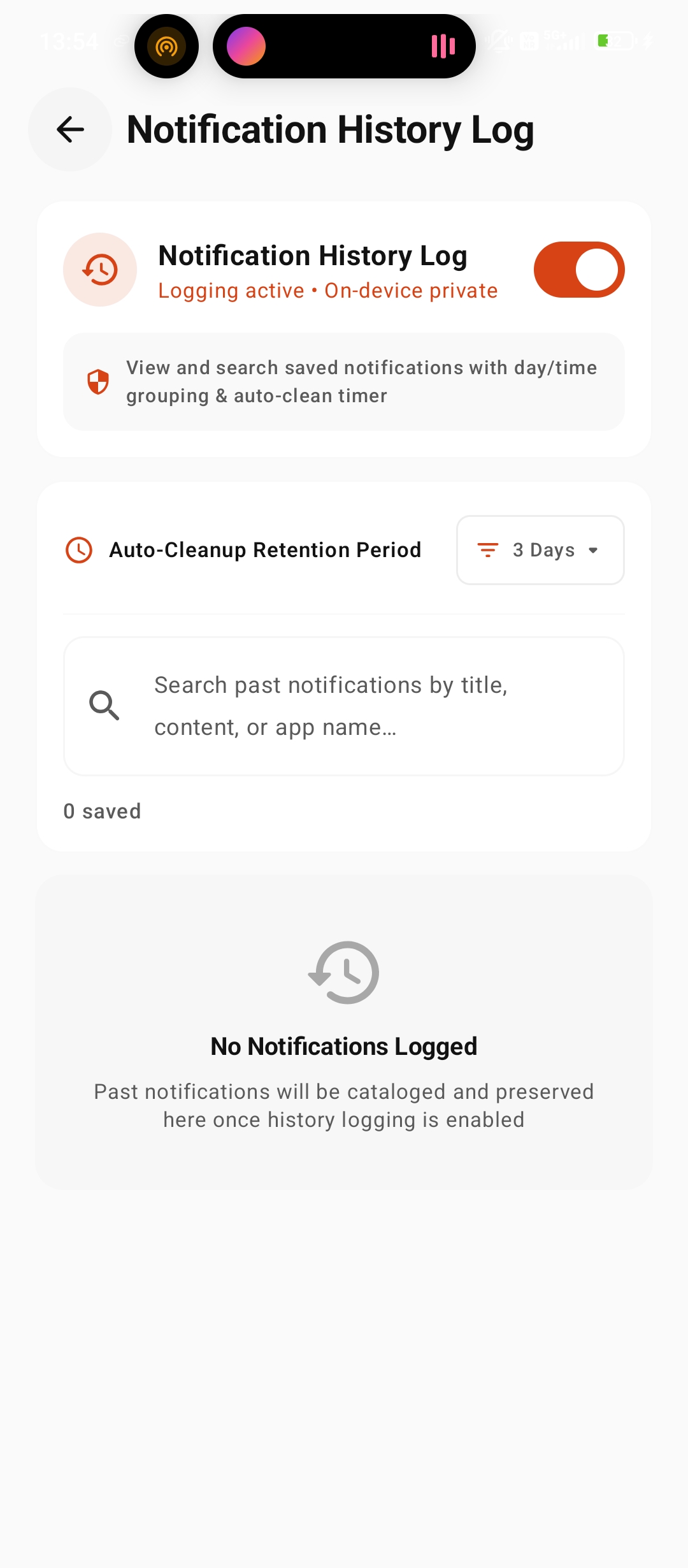 Virtualized Notification History Log
