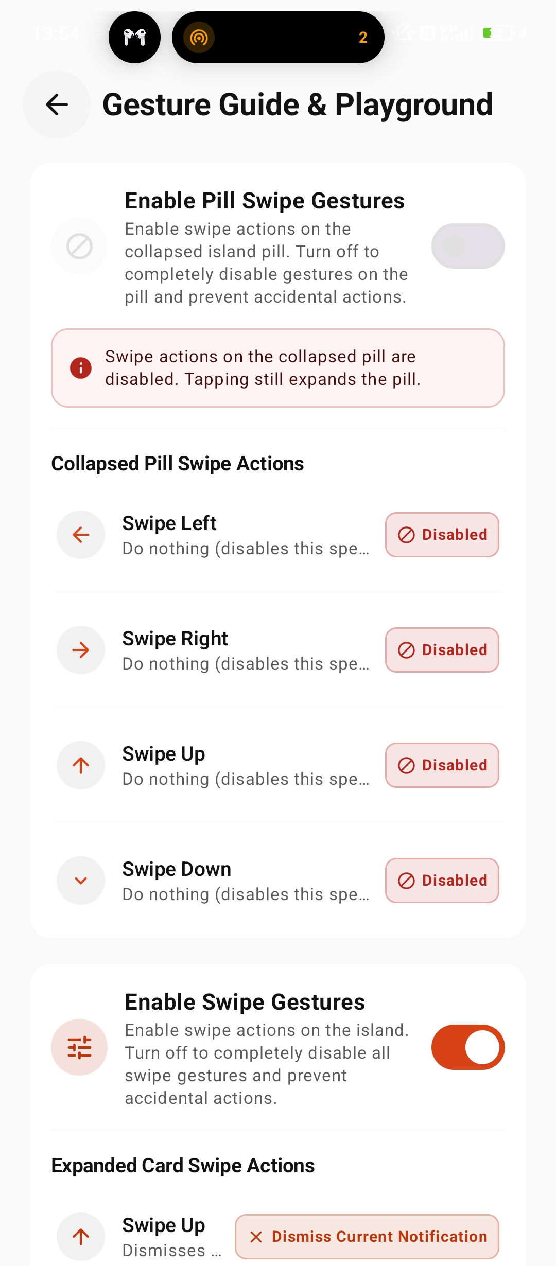Gesture Guide & In-Pill Playground