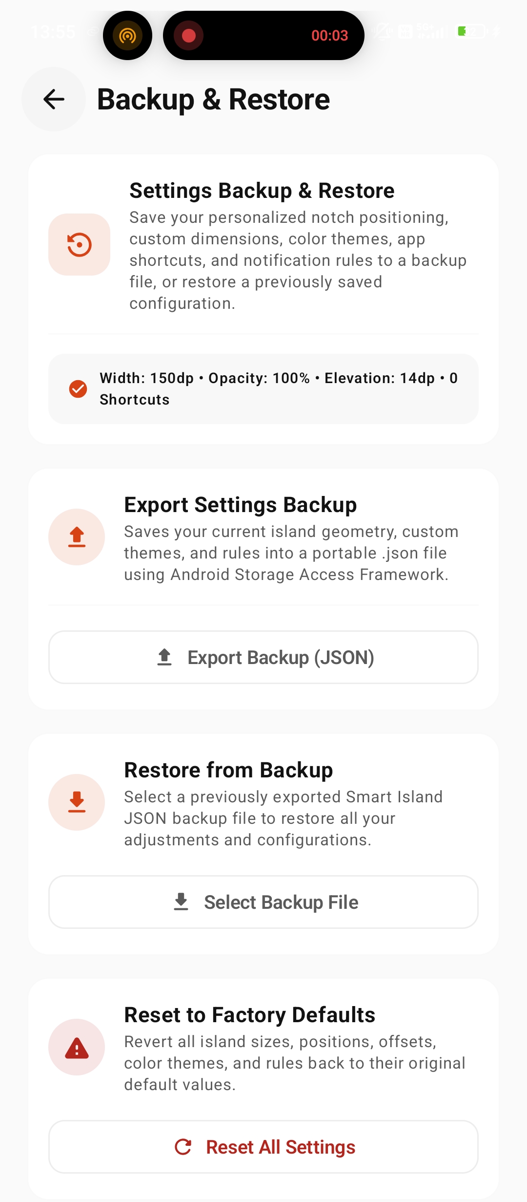 Settings Backup & Restore