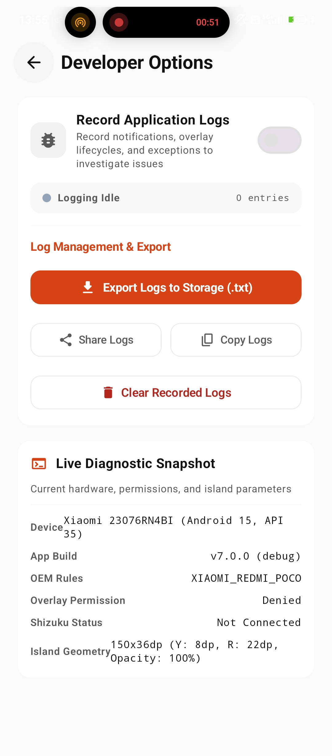 Developer Options & System Diagnostics