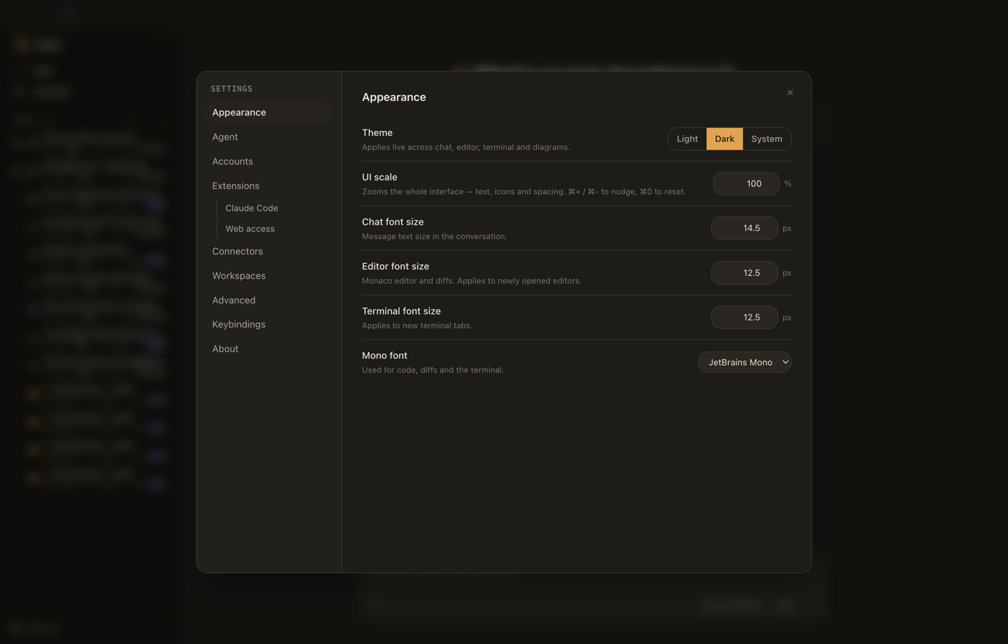 The Appearance tab