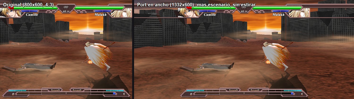 El original a 4:3 contra el port a 1332×600