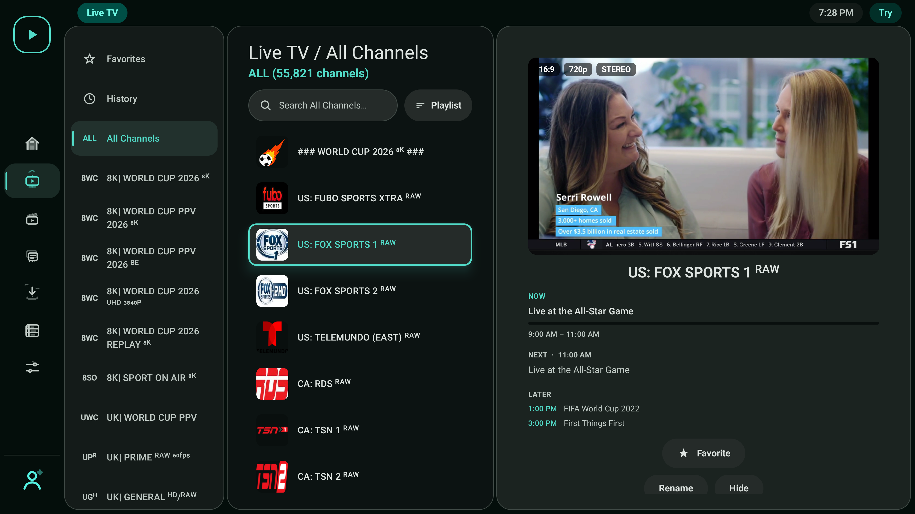Live TV with preview