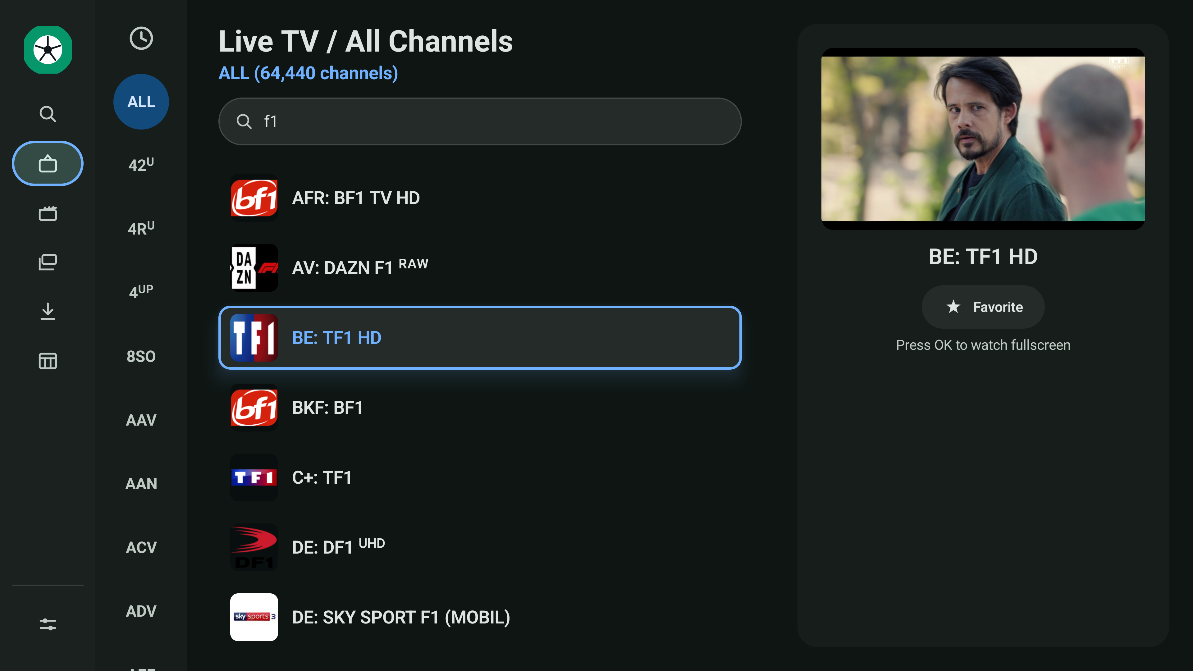 Live TV with preview