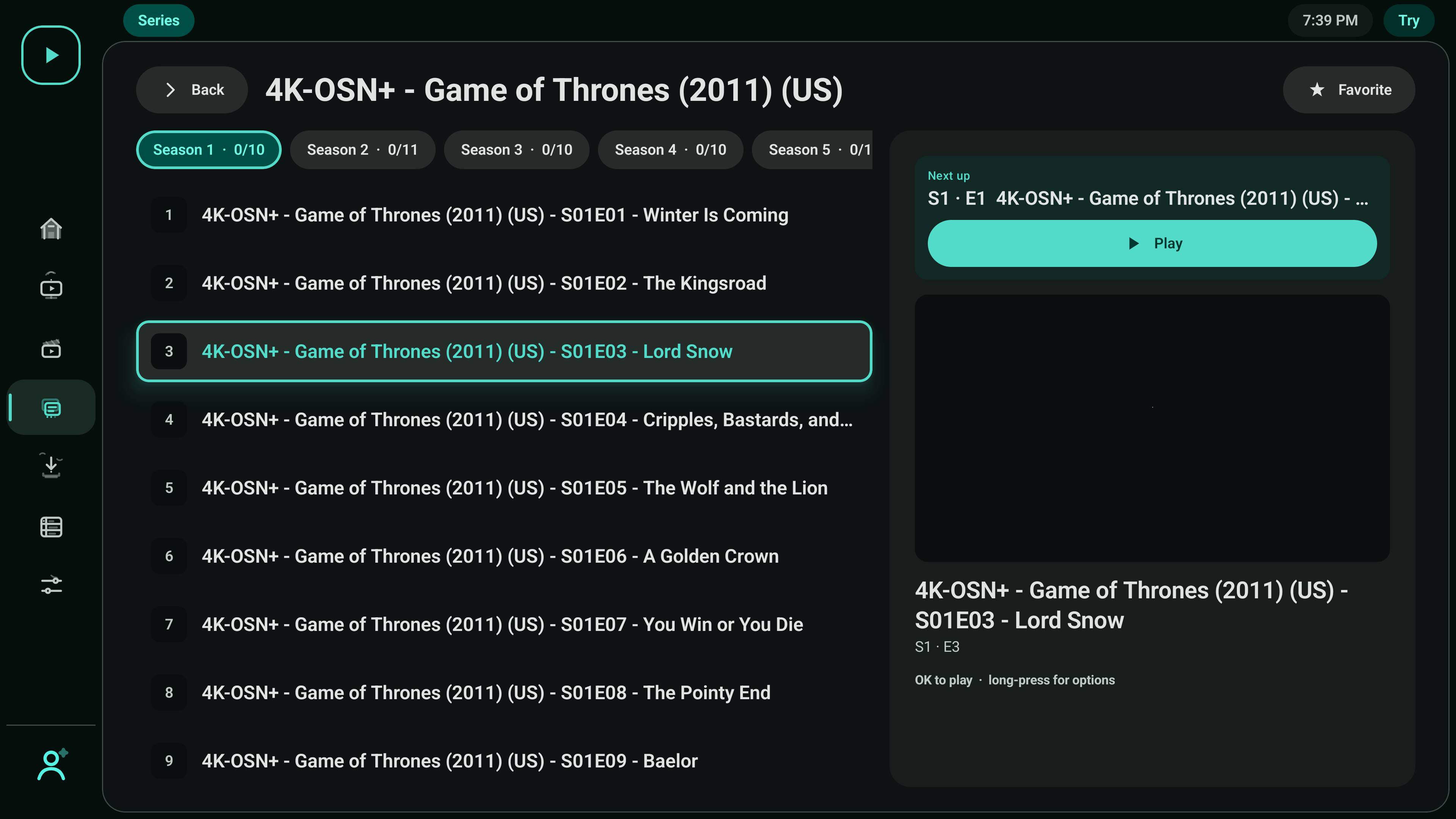 Series episodes