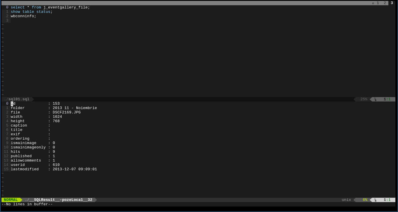 SQL Buffer row displayed as form