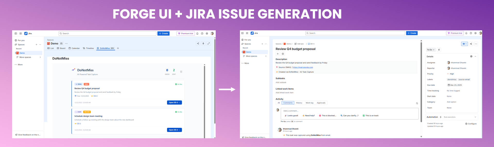 Forge UI + Jira Issue Generation