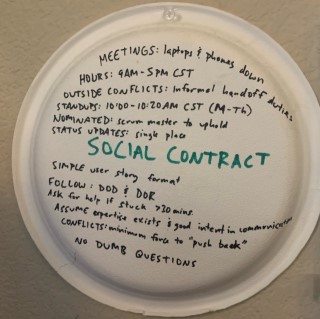 Simple Social Contract written on a paper plate