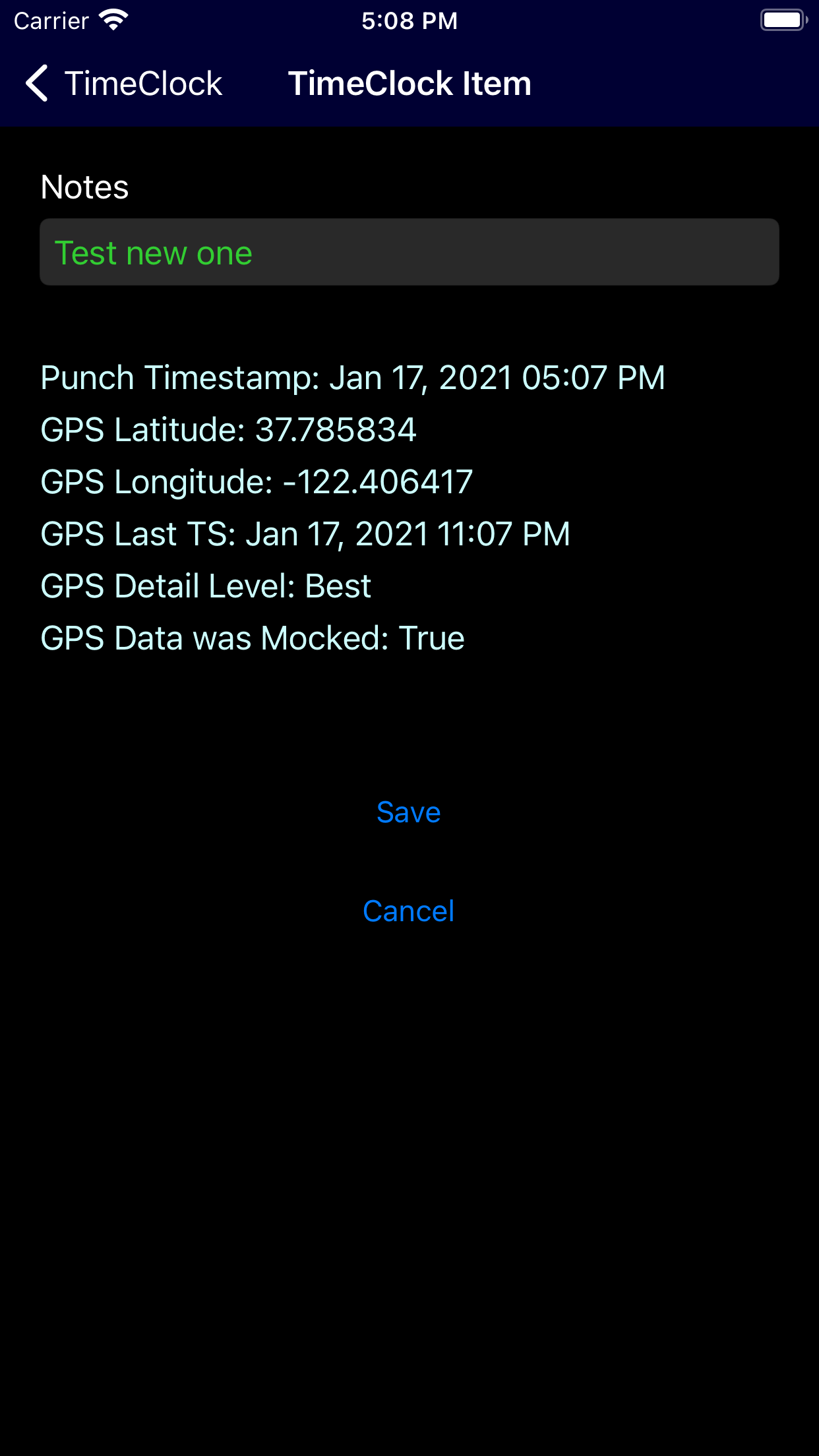 Timeclock Application screenshot