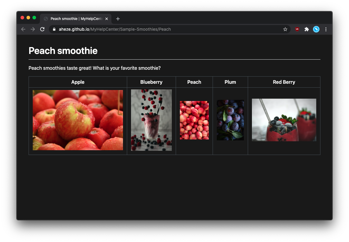 Web page rendered in default dark mode colors