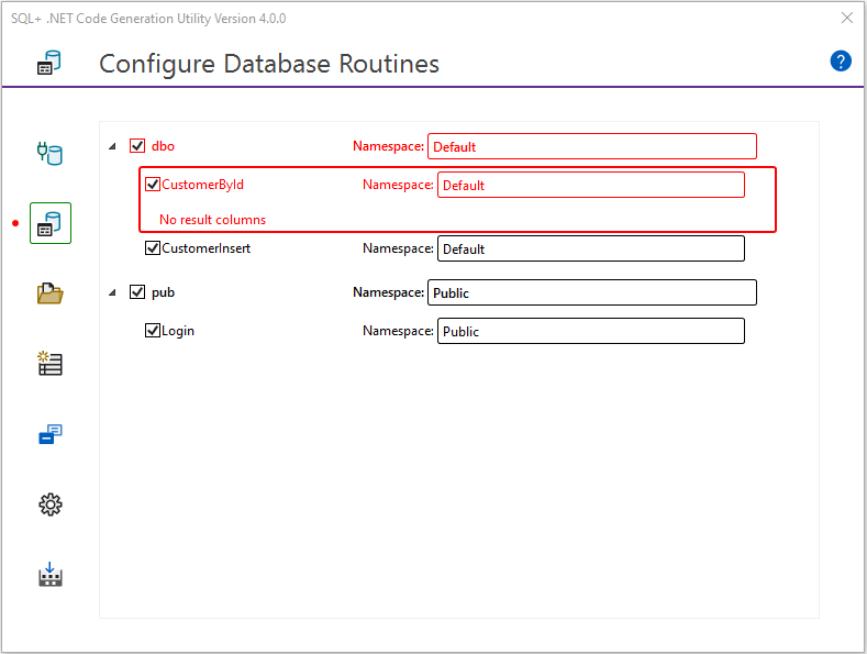 SQL+ Code Generation Utility configure database routines with errors