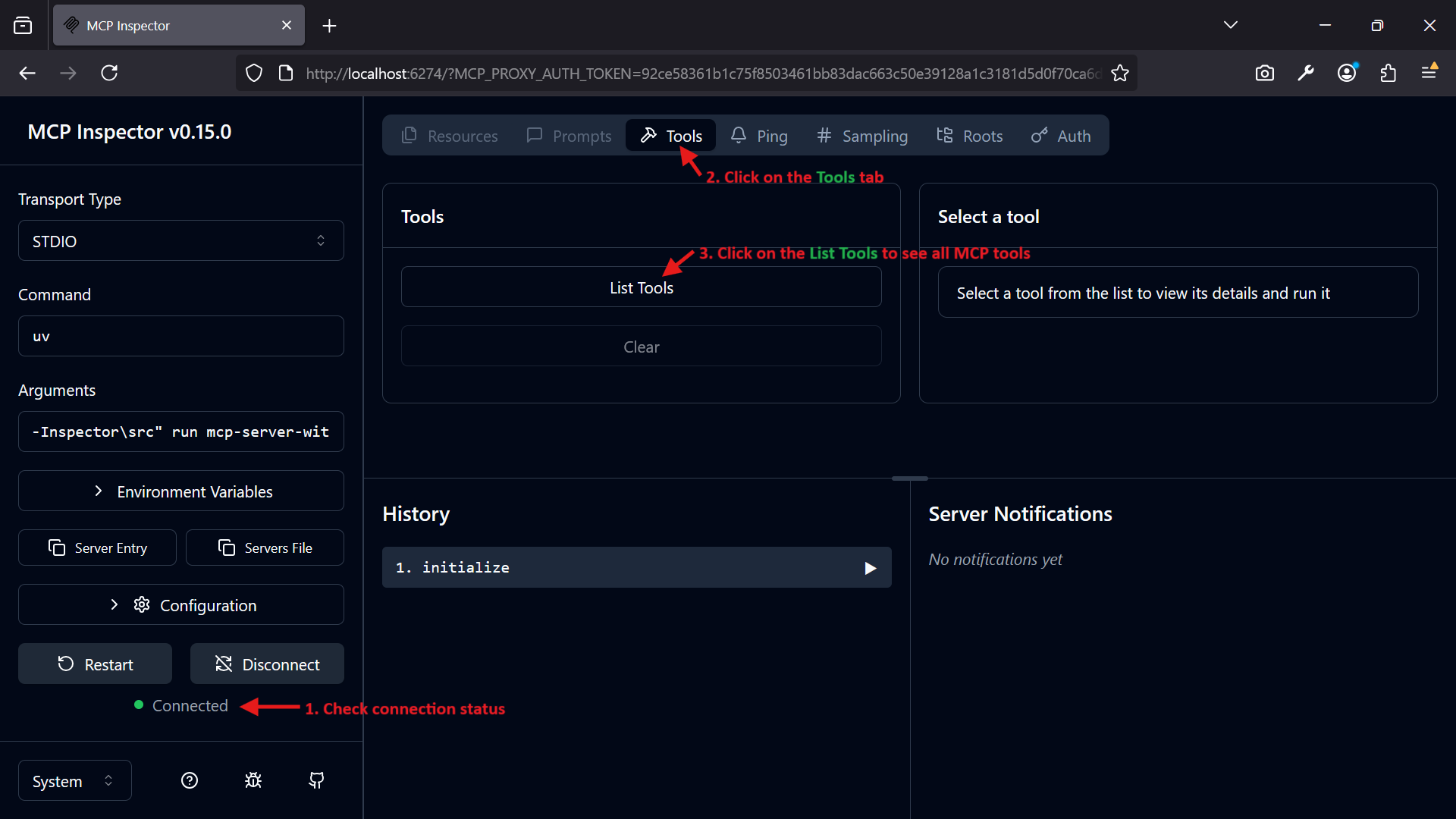 MCP Inspector Use