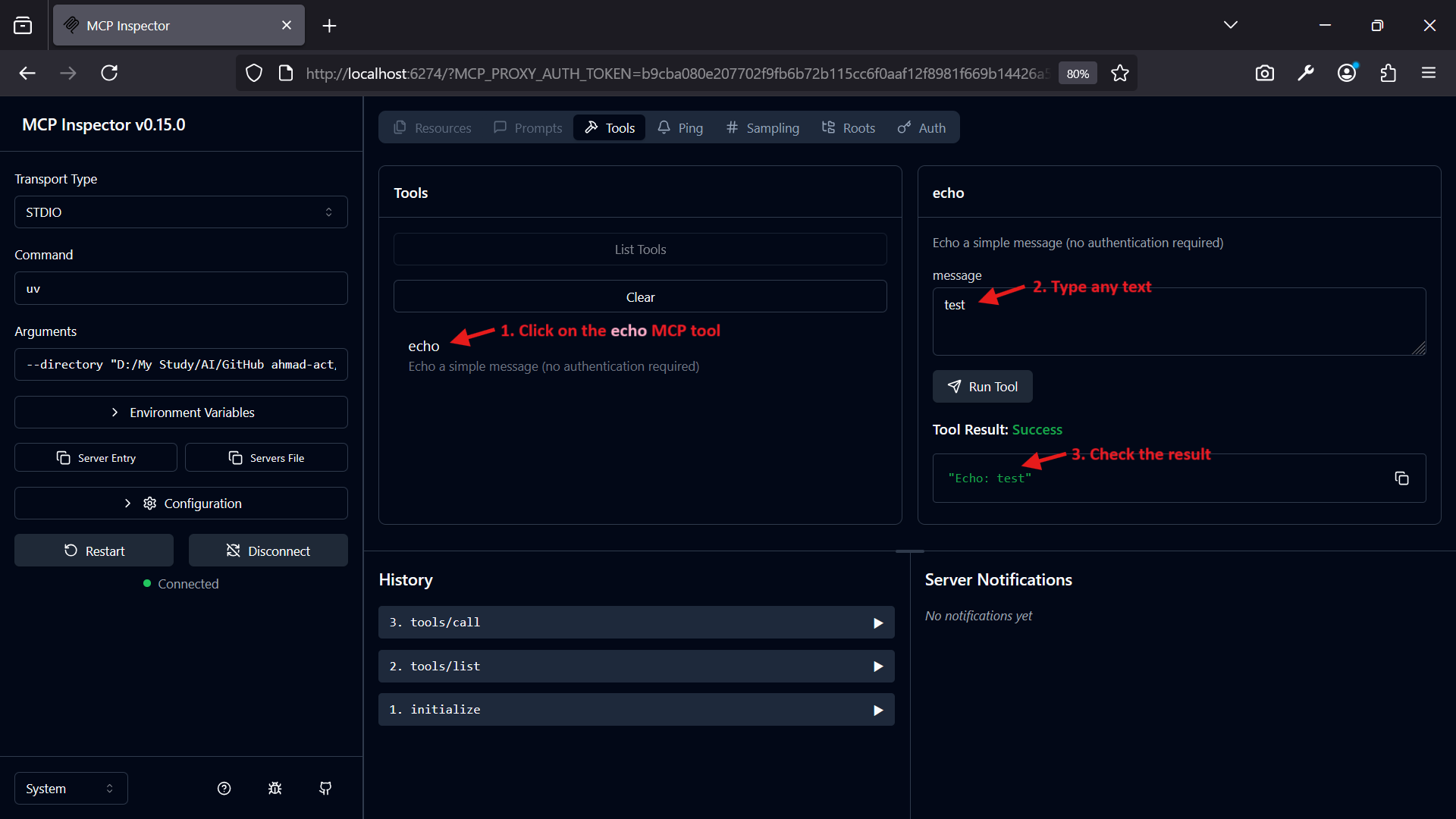 MCP Inspector Use