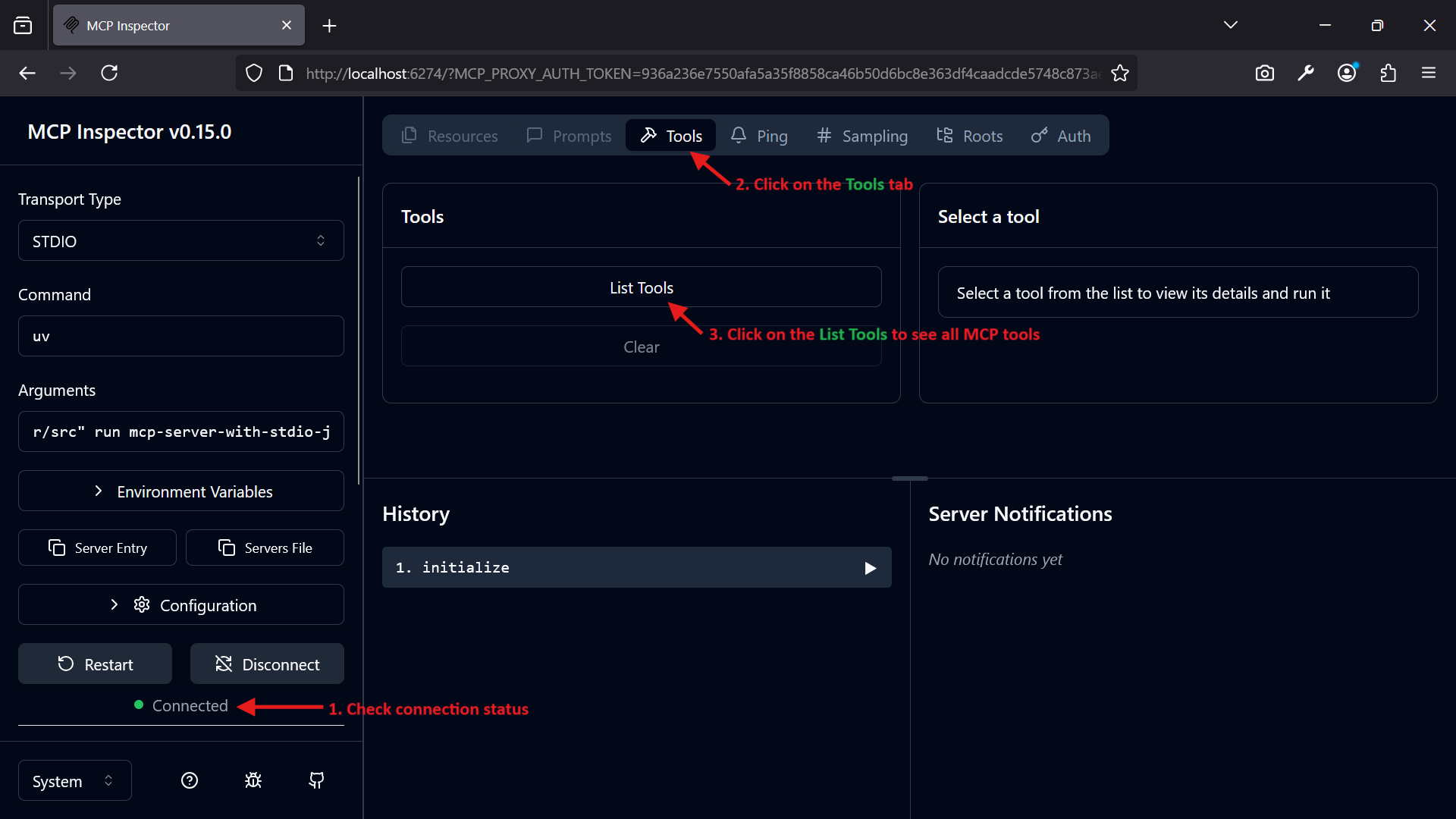 MCP Inspector Use