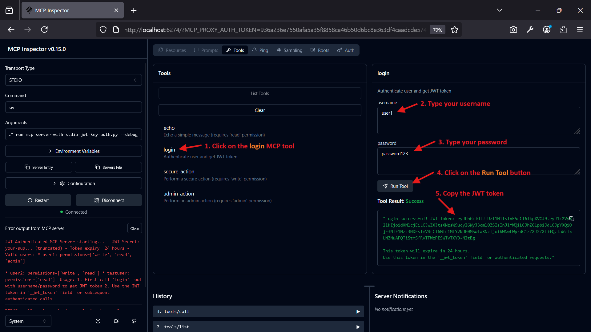 MCP Inspector Use