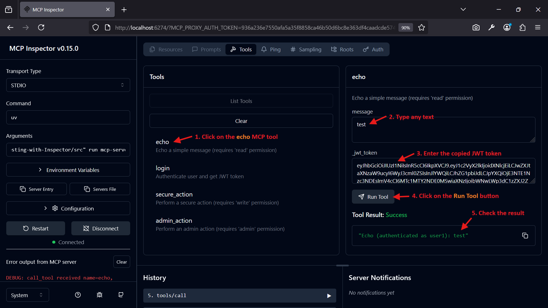 MCP Inspector Use