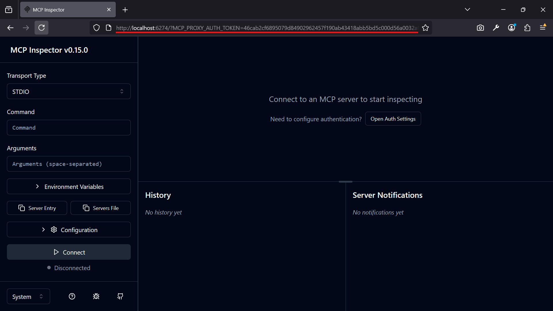 MCP Inspector Open