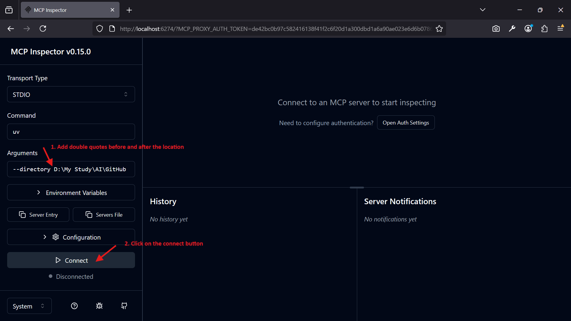 MCP Inspector Use