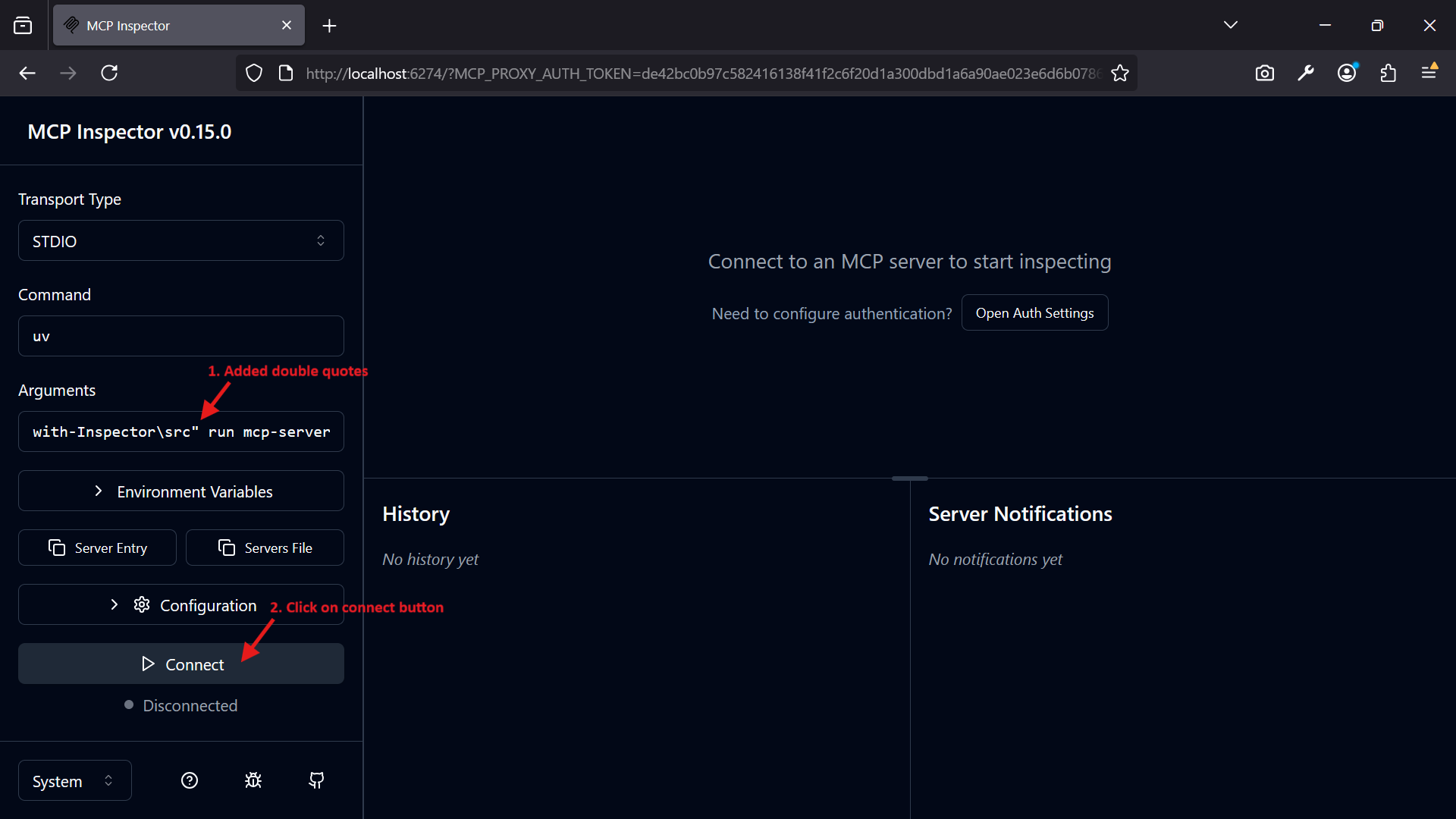 MCP Inspector Use