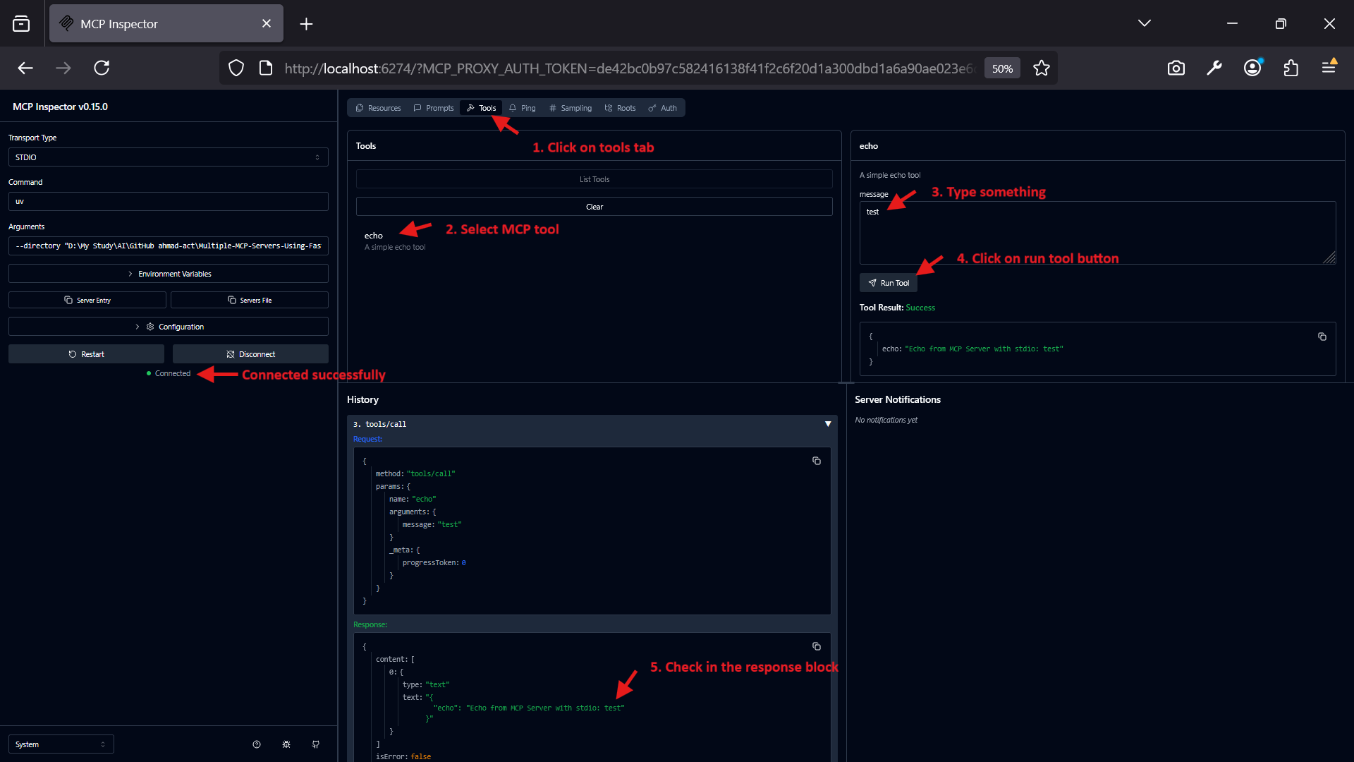 MCP Inspector Use