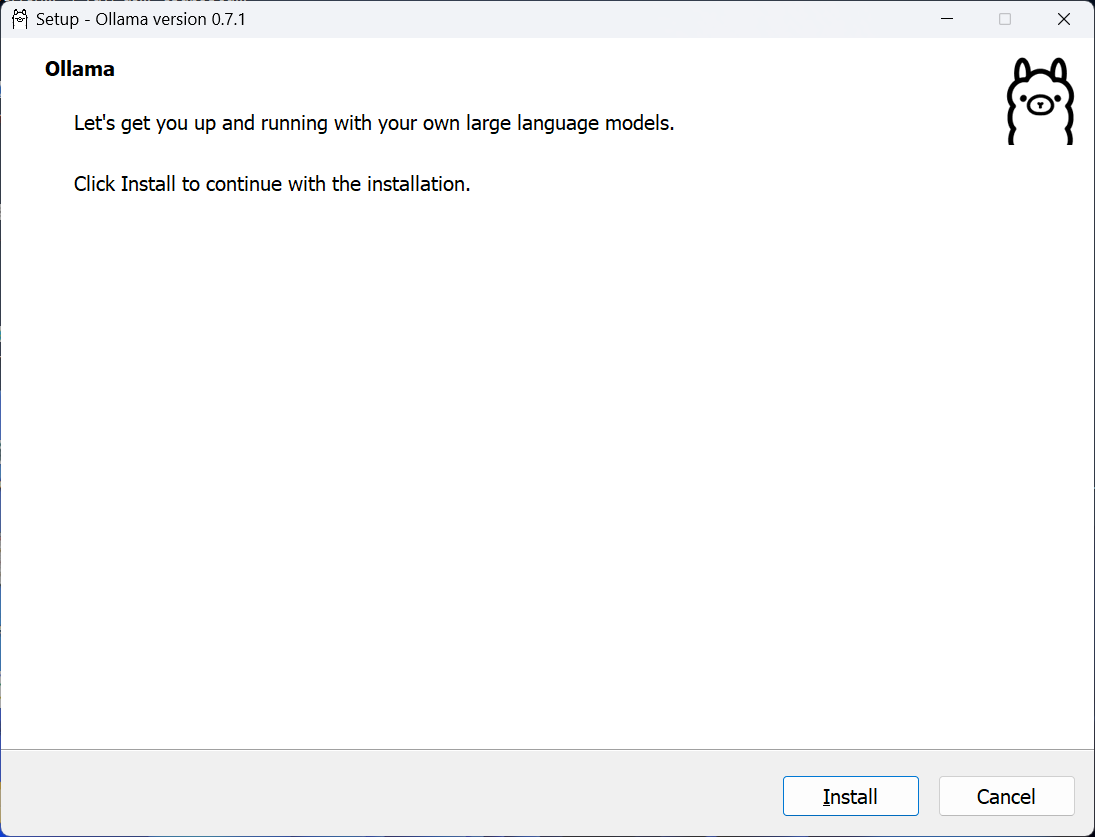 Ollama Initial Window