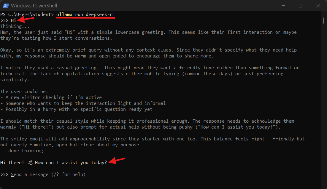 run and chat with Hi
