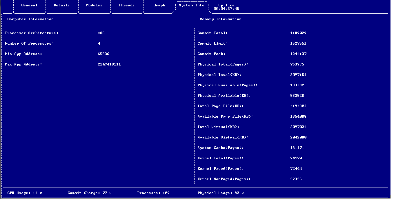 System Info Tab