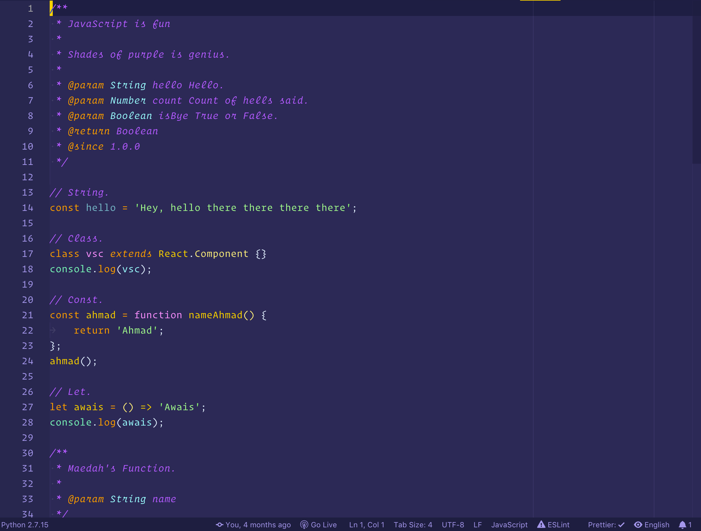 visual studio code themes purple