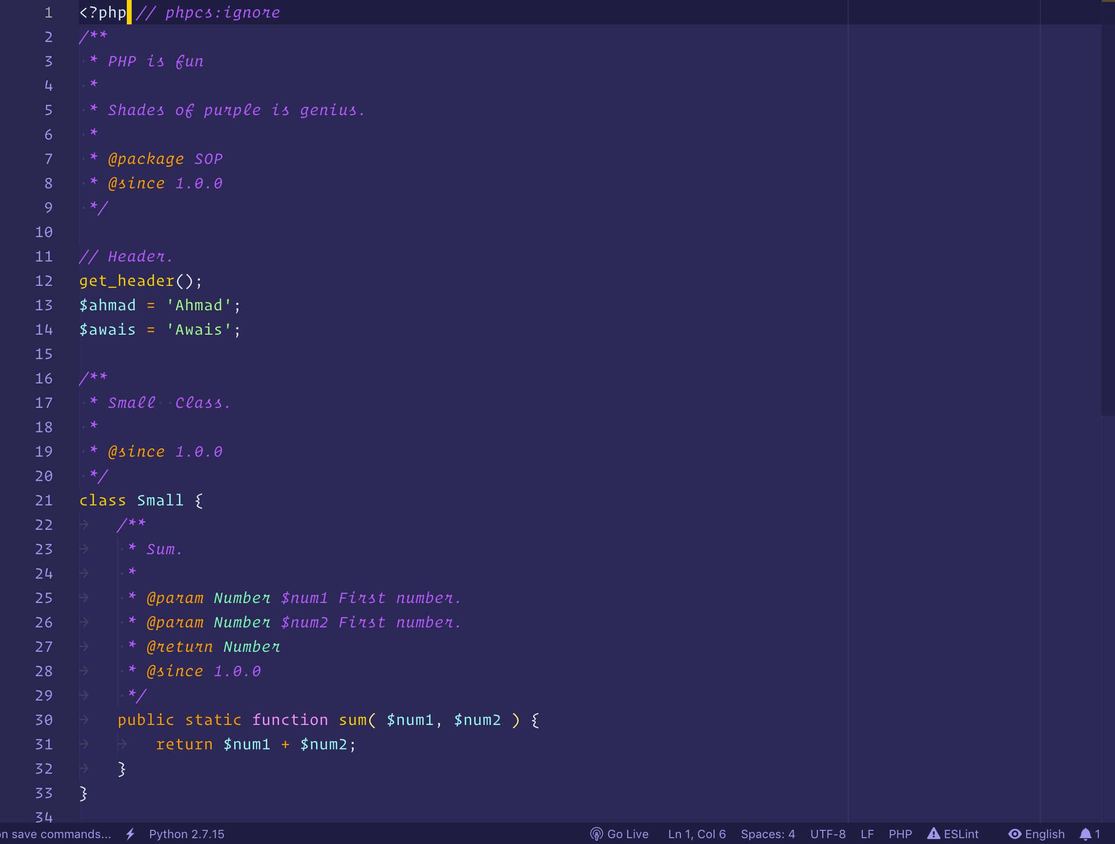 visual studio code themes purple