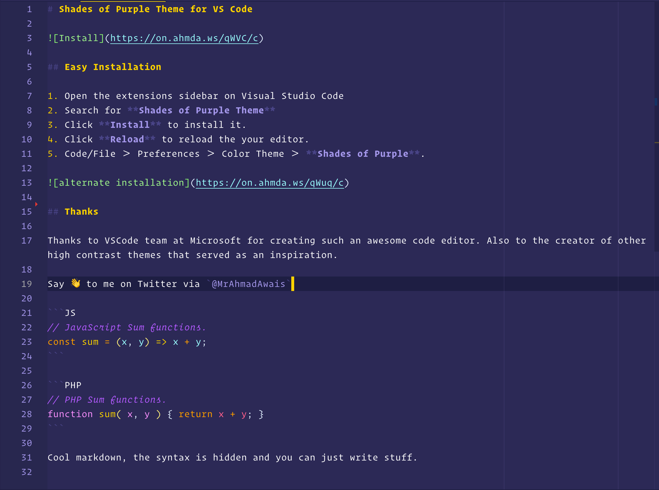 Shades of Purple for VS Code